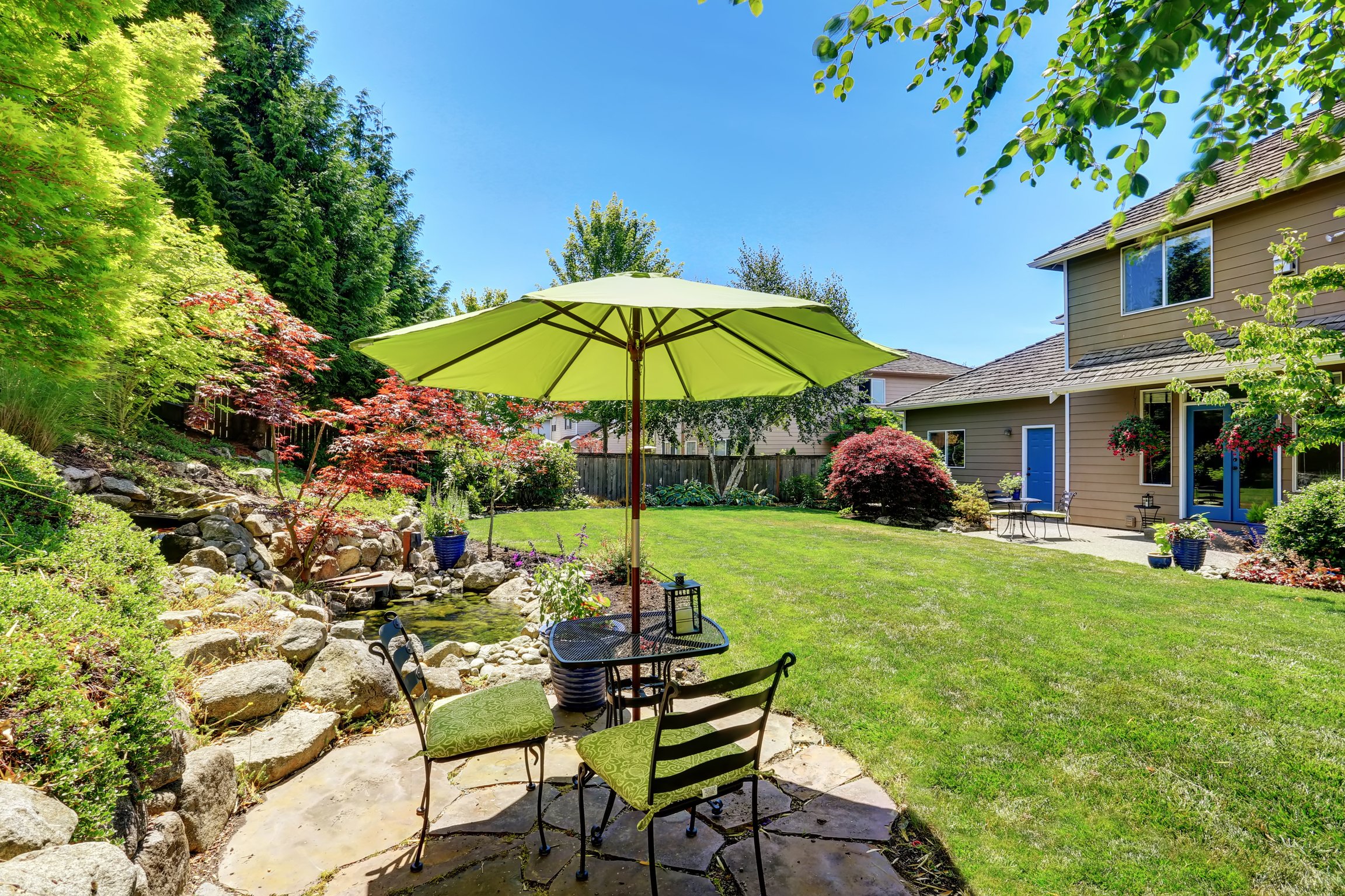 Backyard garden with beautiful landscape